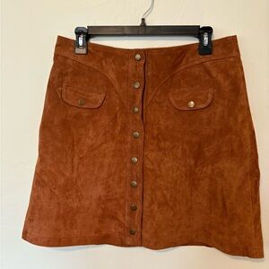 Anthropologie Suede Button-Front Mini Skirt